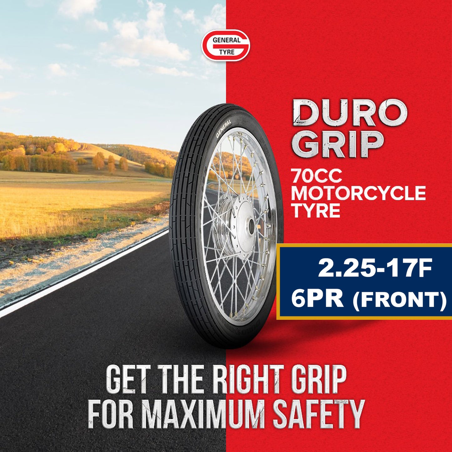 GTR GENERAL BIKE TYRE | 70CC BIKE TYRE | FRONT / REAR (1 YEAR WARRANTY)